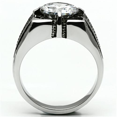 Men's Stainless Steel Cubic Zirconia Ring, Model TK701