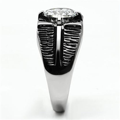 Men's Stainless Steel Cubic Zirconia Ring, Model TK701