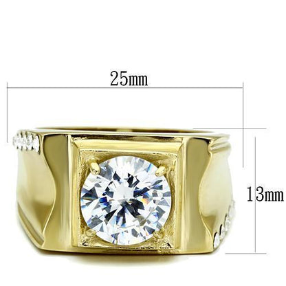 Men's Stainless Steel Cubic Zirconia Ring, Model TK721