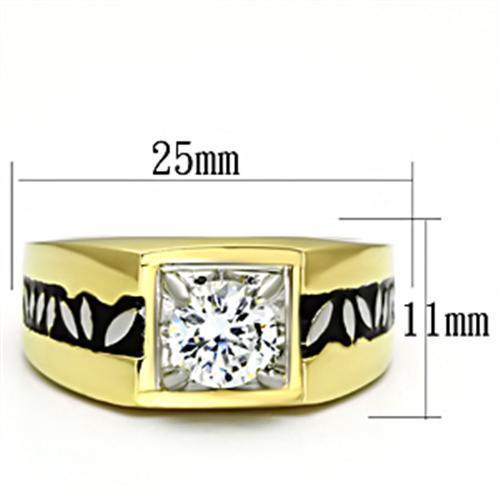 Men Stainless Steel Cubic Zirconia Rings TK739