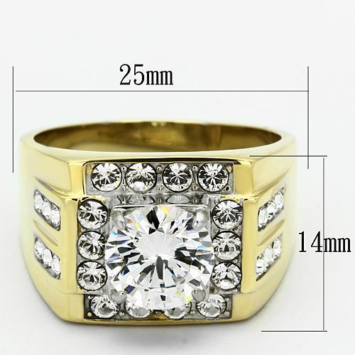 Men Stainless Steel Cubic Zirconia Rings TK760