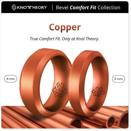 Copper Bevel Edge Breathable Silicone Ring for Men