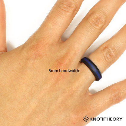 Thin Blue Line Striped Silicone Ring For Men and Women