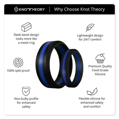 Thin Blue Line Striped Silicone Ring For Men and Women