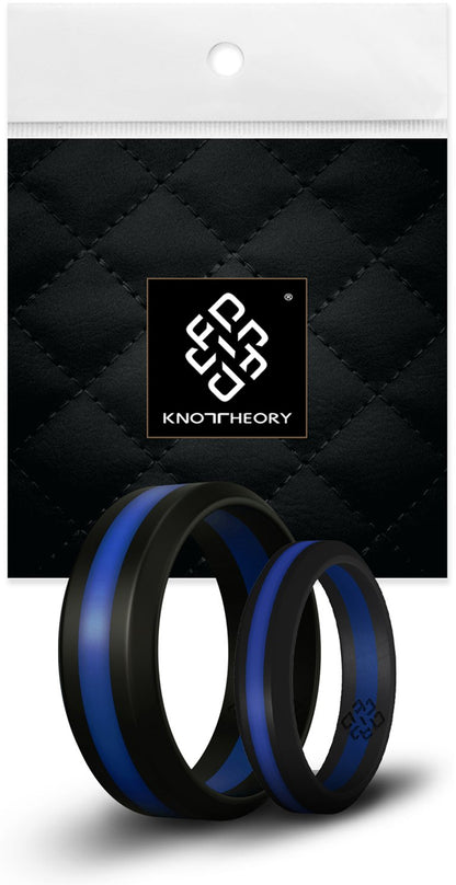 Thin Blue Line Striped Silicone Ring For Men and Women