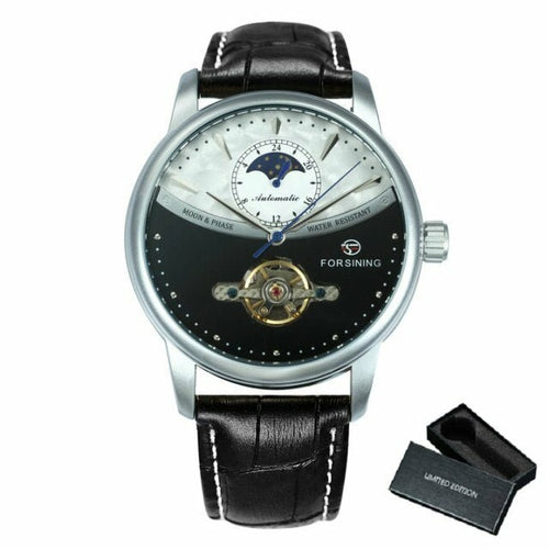 Classic Blue Moon Phase Mechanical Watch Men Automatic Tourbillon