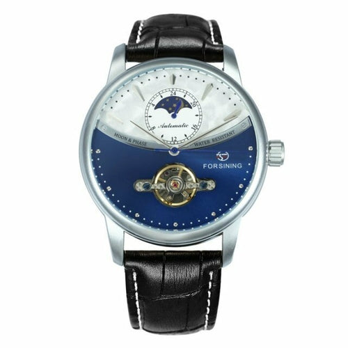 Classic Blue Moon Phase Mechanical Watch Men Automatic Tourbillon