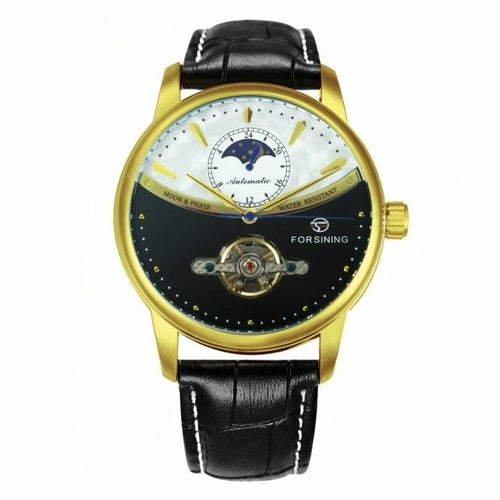 Classic Blue Moon Phase Mechanical Watch Men Automatic Tourbillon