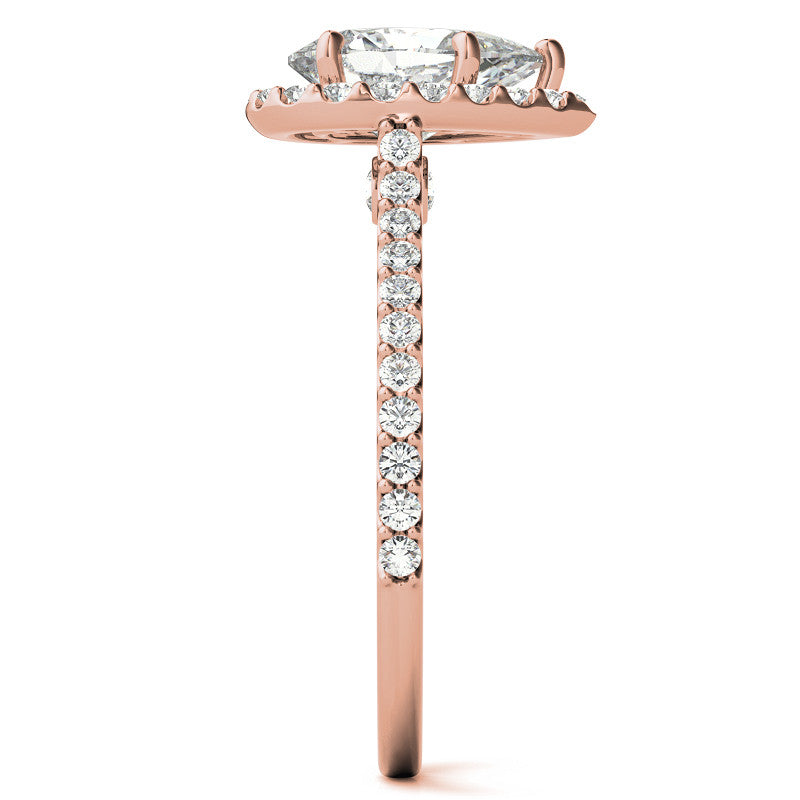 Rose Gold Pear-Shaped Moissanite Ring – Model 00560