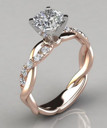 Solitaire Rings in 925 Sterling Silver with 18-Karat Gold Plating