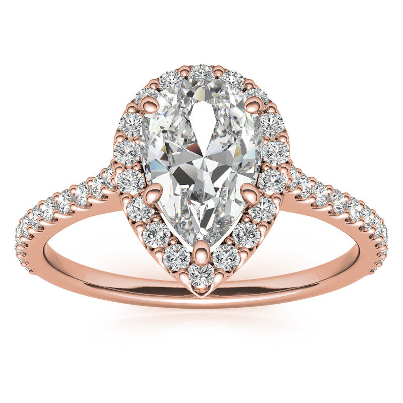 Rose Gold Pear-Shaped Moissanite Ring – Model 00560