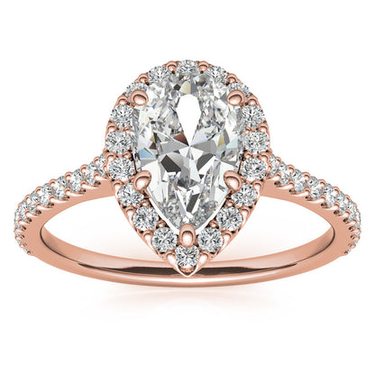 Rose Gold Pear-Shaped Moissanite Ring – Model 00560