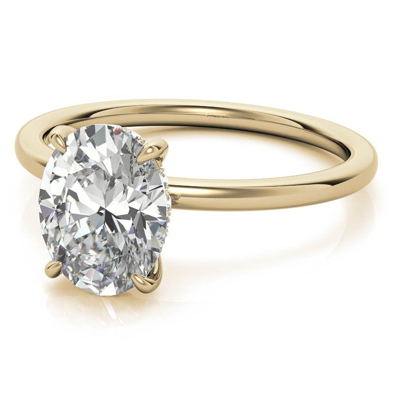 Yellow Gold Moissanite Oval Shape Ring – LR00168