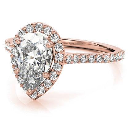 Rose Gold Pear-Shaped Moissanite Ring – Model 00560