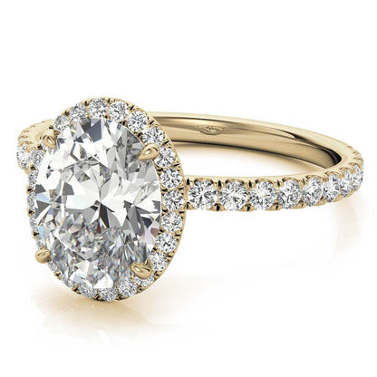 Yellow Gold Moissanite Oval Shape Halo Ring – LR00392