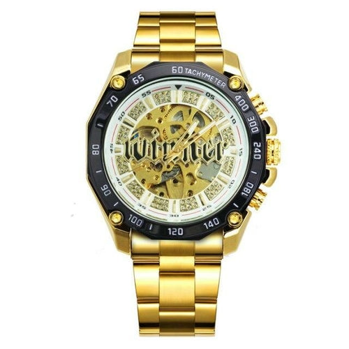 Skeleton Automatic Mechanical Watch Men Diamond Iced Out Punk Mens