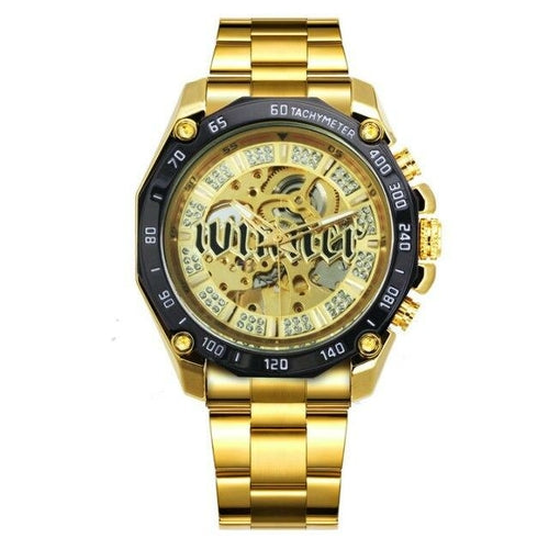 Skeleton Automatic Mechanical Watch Men Diamond Iced Out Punk Mens