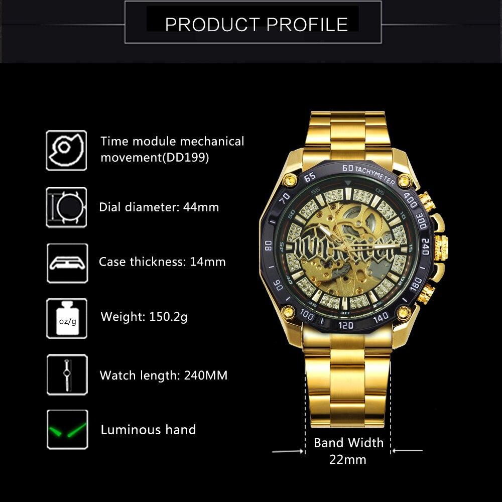 Skeleton Automatic Mechanical Watch Men Diamond Iced Out Punk Mens