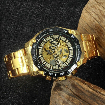 Skeleton Automatic Mechanical Watch Men Diamond Iced Out Punk Mens