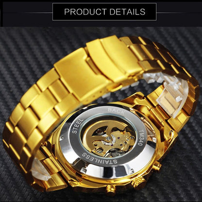 Skeleton Automatic Mechanical Watch Men Diamond Iced Out Punk Mens