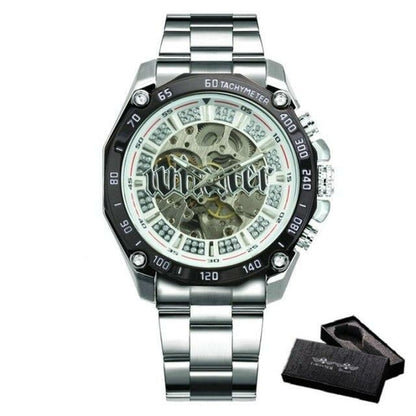 Skeleton Automatic Mechanical Watch Men Diamond Iced Out Punk Mens