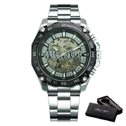 Skeleton Automatic Mechanical Watch Men Diamond Iced Out Punk Mens