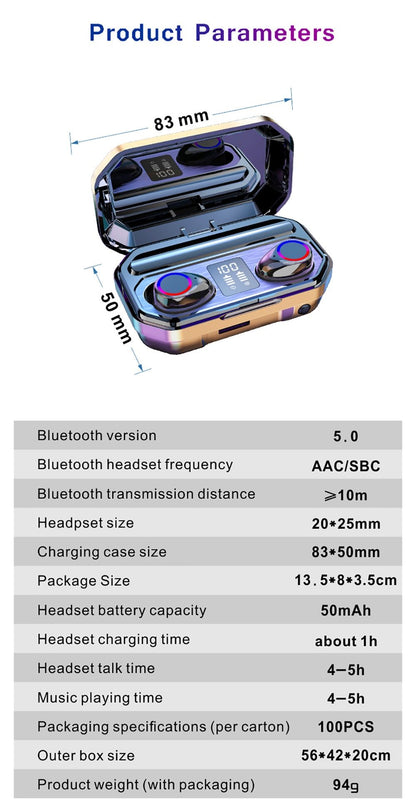 3D Surround Sound Bluetooth 5.0 True Wireless