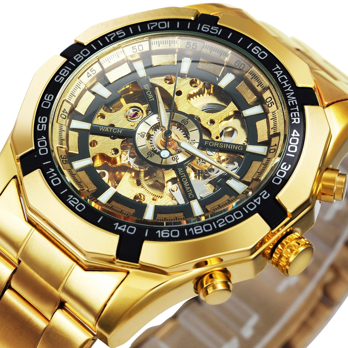 Watch Men Skeleton Automatic Mechanical Watch Gold Skeleton Vintage