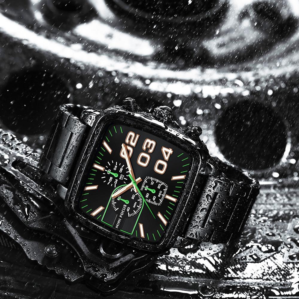 Top Luxury Brand Quartz Men Clock Big Square Case Chronograph Luminous