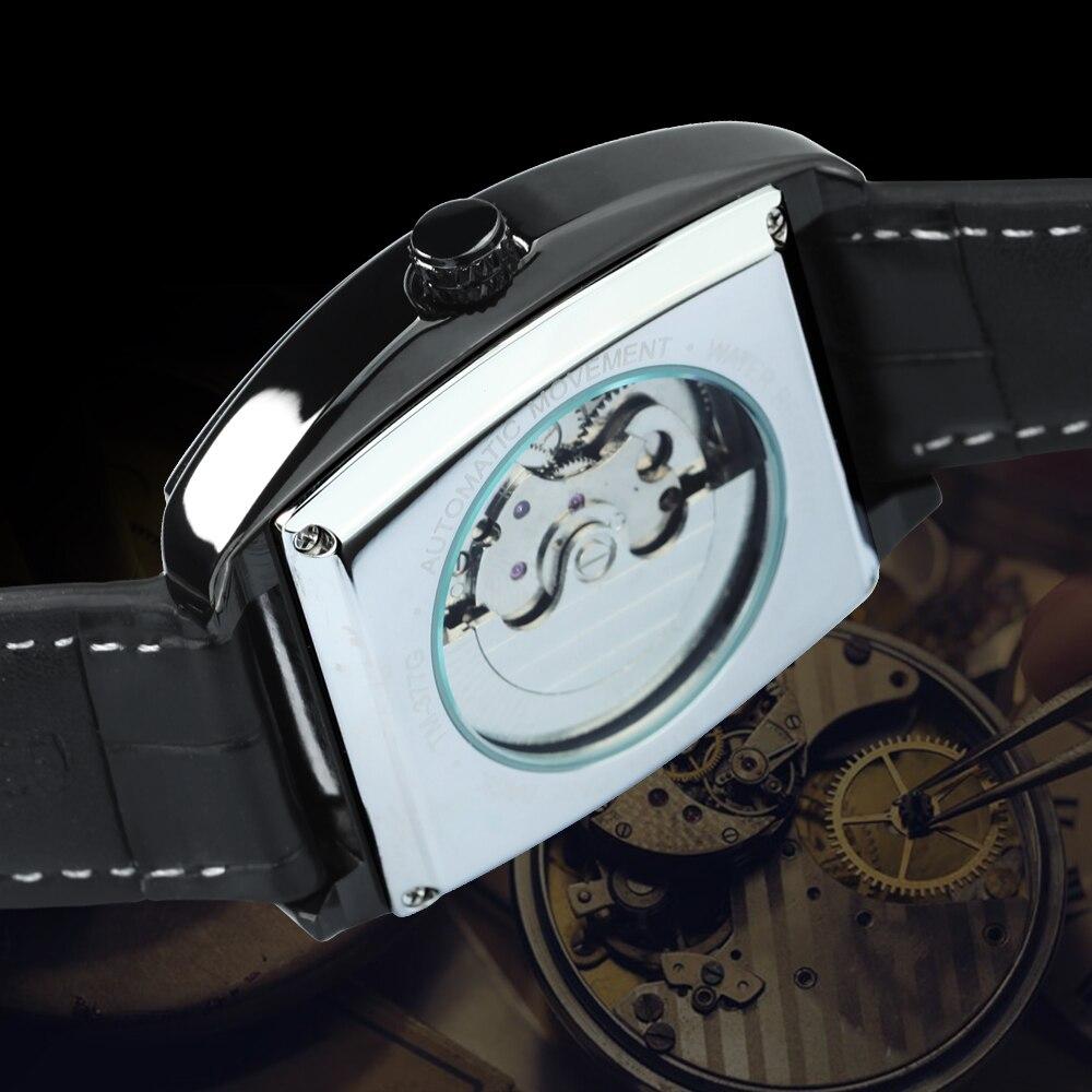 Sport Automatic Watch for Men Black Tonneau Mechanical Wristwatches