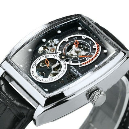 Sport Automatic Watch for Men Black Tonneau Mechanical Wristwatches