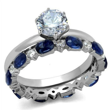 TK2175 - Stainless Steel Ring with a High Polished Finish and AAA Grade Cubic Zirconia, Unplated