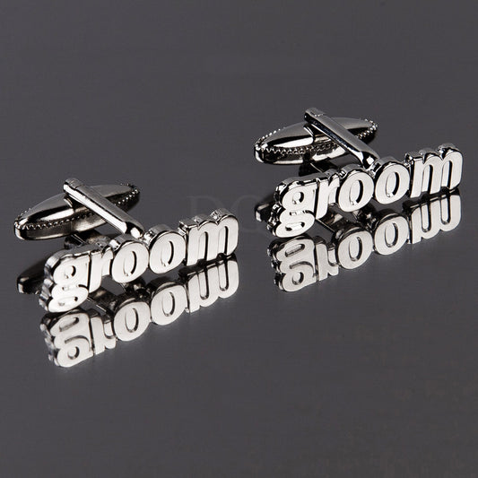 Cut Out Words Wedding Cufflinks - Groom